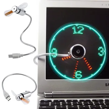Ръчен Мини USB Вентилатор, Преносими Джаджи Гъвкави LED часовник с Гъши шията на Хладно За Преносими КОМПЮТРИ Лаптоп Дисплей в Реално Време Здрава Регулируема