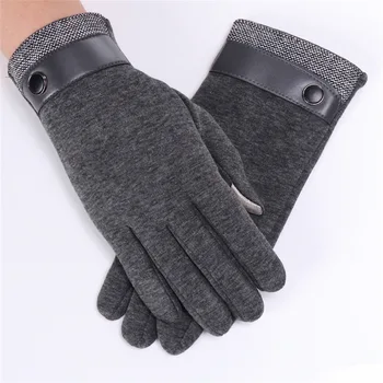 Зимни ръкавици за сензорен екран за мъже с кожена катарама Механични Фигеры Памучни Велосипедни ръкавици Зимни ръкавици Топли плюс кадифени ръкавици