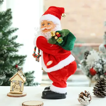 2022 Нова Електрическа Кукла на Дядо Коледа, която Свири На Китара, докосването на машините Попку, Коледни Фигурки, Украси и Коледни Подаръци, Начало Декор 30 См