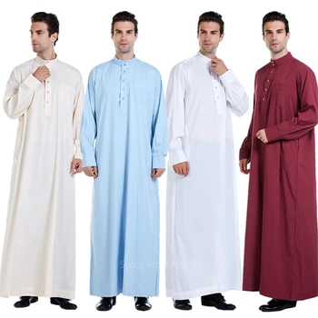 Ближневосточное рокля Абая За мъже Джубба Тоби Мюсюлманска Арабска Ислямска облекло Однотонная Пакистански арабската традиционно облекло с дълги ръкави