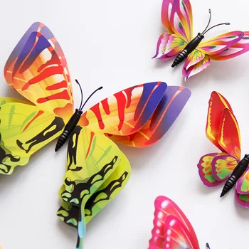 Нов 3D Двуслойни Стикер за Стена с пеперуда за декорация на дома Декоративна Стикер Стикер на стената Пеперуди за парти Магнит за хладилник