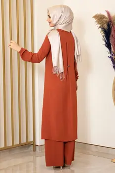 Плиточное женствена рокля на червения цвят от две части. Елегантна и качествено рокля. Мюсюлманската рокля. Мода за новия сезон. Произведено в Турция. Kaftan