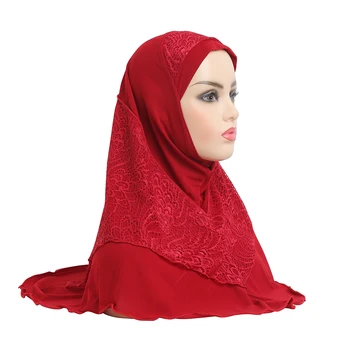 H126 Високо Качество на Средния Размер на Мюсюлманските Момичета Амира. → С Дантела Пуснато на Ислямски Шал Превръзка На Главата Молитва Шапка Дамски Превръзка на главата