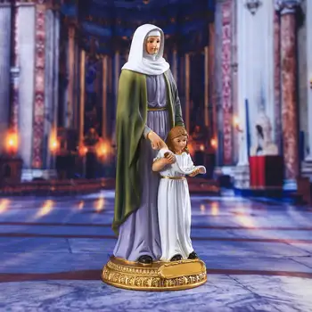 Украса за дома на Богородица св. Анна с иконата на Богородица, Християнски Религиозен Декор Статуя от Смола Статуетка на Скулптура Украса