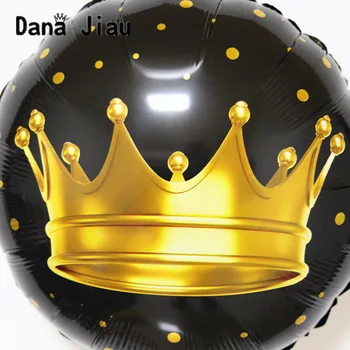 18-инчов златна корона черни балони честит рожден ден Украса за парти сватбена балон празник Алуминиев надуваема топка от фолио детска играчка