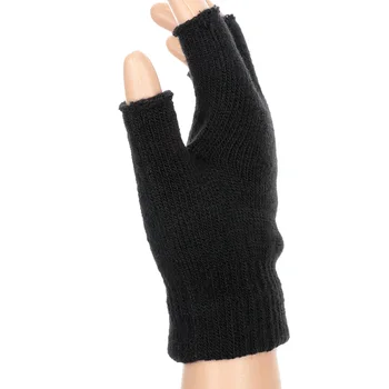 Нови мъжки черни плетени калъф за Ръкавици без пръсти Есен-Зима На открито Гъвкави еластични Топли Ръкавици за колоездене половината Пръст