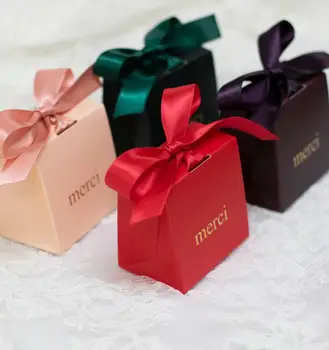 Мерси Подарък кутия за Парти на Свети Валентин Детски Душ За Рожден Ден, Картонени Кутии Шоколадови Опаковка Сватбена кутия шоколадови Бонбони Mariage