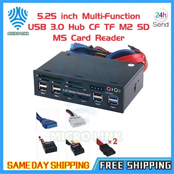 5,25-инчов Мултифункционален хъб USB 3.0 CF TF M2 SD MS Четец на карти, CD-ROM Преден панел Мултимедийна панел eSATA SATA Аудио Слушалки Mi