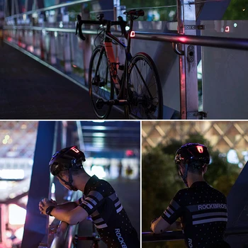 ROCKBROS Велосипедни фарове Водоустойчив Велосипеден шлем Лампа LED Задна светлина за велосипед USB МТБ Задна светлина за Безопасност за езда Аксесоари за велосипеди