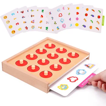 Детска игра за подбор на образи на паметта САМ Тренировка на Мозъка Родител-Дете на Интерактивни Образователни Дървени Играчки Монтесори Подарък на детето