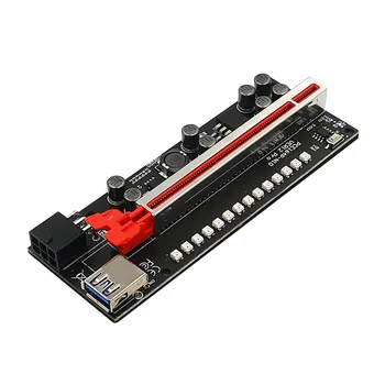 6 БР. PCIE Странично VER12 Pro Кабо Странично PCI Express X16 Удължител PCI E USB Странично 6Pin Адаптер за Карта SATA 15pin за майнинга БТК Миньор
