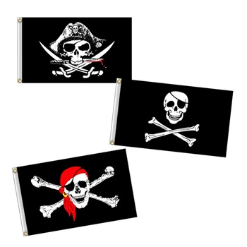 Пиратски Флаг 60x90 см Ситцевый Флаг Баллоу jolly Roger Флаг с Череп Полиестер Банер Знамена И Банери Начало Декор