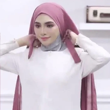 Нов плътен цвят перлена шифоновая превръзка с високо качество удобен забрадка женски мюсюлмански шал копринен шал