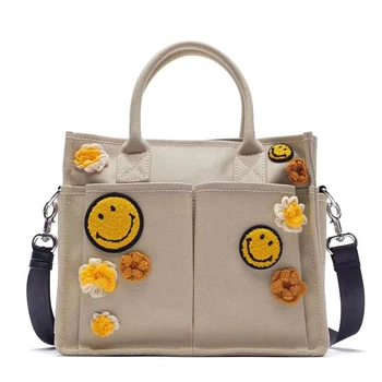 Голяма Холщовая чанта Дамска Чанта с Голям капацитет за пазаруване е Проста женска чанта на рамото Однотонная чанта с дръжка Множество Дизайнерска чанта