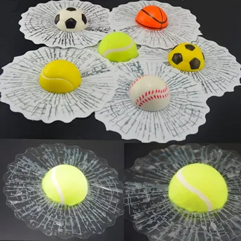 3D Топката се Удари В Прозореца Стъкло на Колата Разби Стикер на Колата Творчески Бейзбол, Футбол, Тенис на Стил Авто Стикери На Предното Стъкло