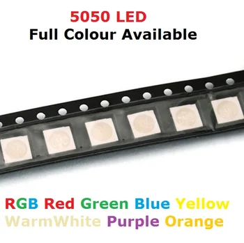 100шт RGB 5050 SMD LED Чип PLCC-6 smd5050 LED Трицветна 60 ma vdc 2 В Червен Зелен Син LED Led Лампа PCB SMT мъниста