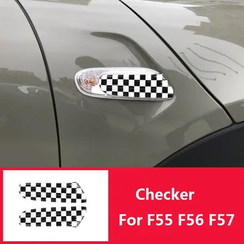 Въглеродни Влакна с Принтом Странична Лампа Указател на завоя Колата си Стикер на Крилото Крилото на Стикер за Mini Cooper F55 F56 F57 Аксесоари за подреждане