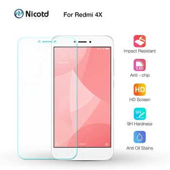 Nicotd 2.5 D 9H Премия от Закалено Стъкло за Xiaomi Redmi 4X Протектор на екрана Закалена защитно фолио за Xiaomi Redmi 4X 5,0