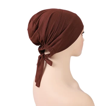 25 Цвята Мюсюлманските жени Еластичен Вратовръзка Отзад Джърси. → Шапки-шалове от мека памучна шапка с обвивка Капак на Ислямска забрадка Тюрбан