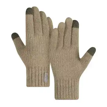 Нови тънки възли ръкавици дамски Зимни сензорен екран Прости обикновена топли, Унисекс ръкавици с Кадифени ръкавици ръкавици без хлъзгане