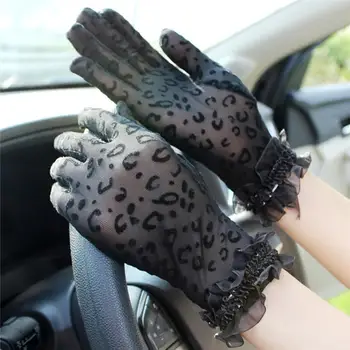 2 бр. Нова мода Секси Леопардовые дамски дантелени слънчеви UV-защитни ръкавици за шофиране Дамски мрежести къси тънки ръкавици, Дамски ръкавици