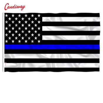 90x150 см Американски Черен Тънка синя линия Знамена американския Флаг на Звезди в ивицата САЩ Декорация на Дома, Сувенири NN115
