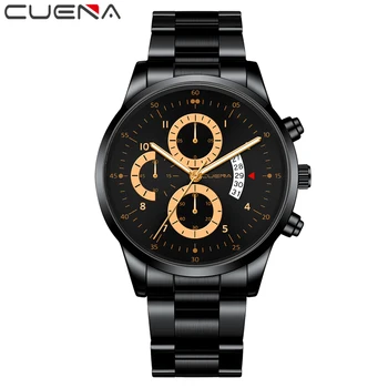 Часовници за мъже CUENA Нов модерен Мъжки часовник от неръждаема стомана Най-добрата марка на Луксозни Спортни Дата Кварцов Мъжки Relogio Masculino