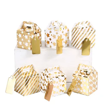 Златна Кутия шоколадови Бонбони Чанта Шоколадови Бисквитки Хартиен Подарък Пакет за Рожден Ден за Сватба парти Полза на Декор за Доставка направи си САМ