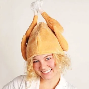 Нова Плюшен Печена Пуйка за Деня на Благодарността Шапка Новост Варени Пиле Птица Таен Санта Необичаен Костюм Одевалка Парти