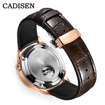 Нови Автоматични часовници CADISEN За мъже с турбийоном Miyota 82S0 Мъжки механични часовници Кожени Спортни Метеоритные reloj hombre 2021
