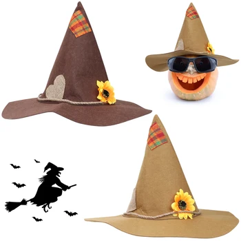 1 БР. Нови Шапки-плашило в Halloween Цвят Каки, Тъмно-кафяв фетровая шапка-плашилото Шапка на Вещица