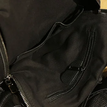 AETOO Черен ретро раница от телешка кожа на първия слой, пътен раница с голям капацитет, дамска чанта