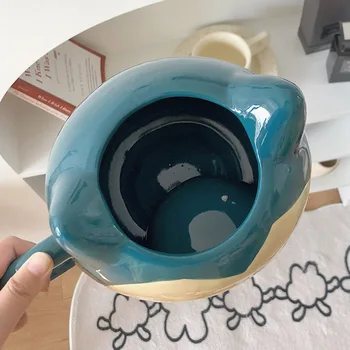 2021 Нови 3D чаши за Кафе Snorlax с дръжка Творчески 550 мл/1000 мл Мультяшные Животни Голям Капацитет Млечен Сок Керамични Чаши Совалка