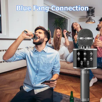 Bluetooth-съвместими Микрофон KTV Професионален Безжичен Микрофон Високоговорител Портативен Плейър Микрофони Микрофон За запис на Пеене