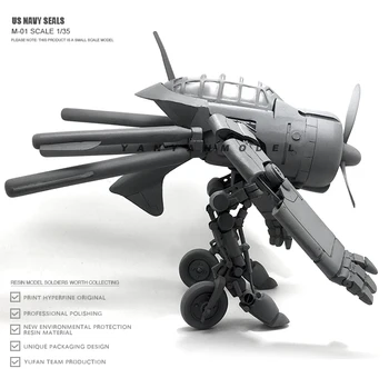 1/35 Комплекти от смола модел направи си САМ играчка робот-самолет + модел войник самосглобяването M-01