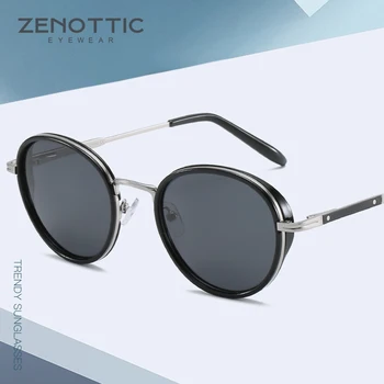 Марка ZENOTTIC Слънчеви очила в стил Steampunk за мъже/жени, с метална кръгла поляризирана покритие Огледални Слънчеви очила на открито UV400 Нюанси Очила