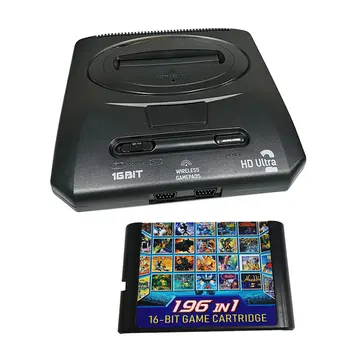 196 in1 SEGA MD2 Genesis Конзола 16-Битов HD Развлекателна система с Много игри Спестявания на заряд на батерията