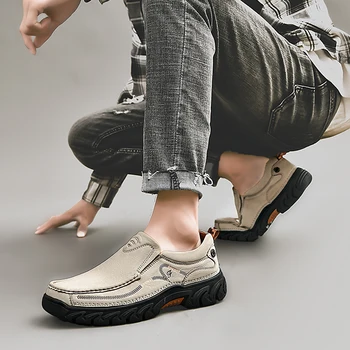 YEINSHAARS Удобни мъжки мокасини от естествена кожа, Ежедневни обувки Класически обувки без закопчалка за почивка Модни обувки за шофиране и за почивка