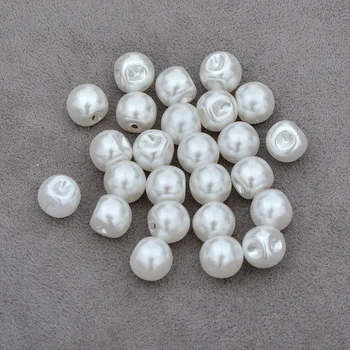 JUNAO 8 10 12 мм, Шевни Бели Перлени Копчета Кръгли с аппликацией от планински кристал-Бутони за Scrapbooking за украса на дрехи за бродерия