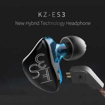 Слушалки KZ ES3 Хибридна Технология 1BA+1DD Слушалки с Кабел На Слушалки, Монитори HIFI Стерео Спортни Слушалки Слушалките с Шумопотискане