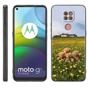 Cartoony Плюшено Мече Черен Калъф за Motorola G30 One Fusion Plus G9 Play G8 Power Lite E6s G Стилус G40 G60 G50 G10 Калъф за вашия телефон