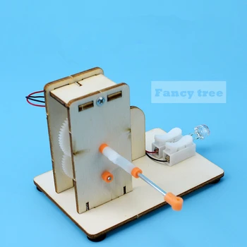 Научен експеримент Tecnologia Съберете комплект diy Wooden ръчно импулсен генератор с кривошипом покажи на процеса на преобразуване на енергия парни играчки