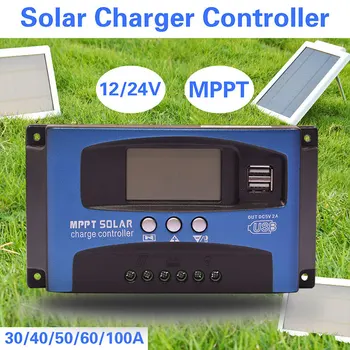 30/40/50/60/100A MPPT Контролер за Слънчеви Зареждане Двойно USB с LCD дисплей 12 В 24 В Автоматичното Зарядно устройство слънчеви Панели С товар