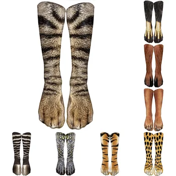 Забавни памучни чорапи с леопардовым социалният за жените щастливи домашни любимци Kawai Унисекс Чорапи Harajuku Сладки Ежедневни чорапи с висока глезените Дамски парти