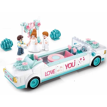 Най-щастливият Момент от Романтична Сватба парти Автомобил Полза Набор от Градивни Блокове Комплект Тухли Класическият Модел Детски Играчки САМ Подарък За Момичета на Принцеси