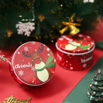 Коледна Лидице подарък Кутия Метална кутия за бисквити Контейнери За съхранение на шоколадови бонбони, Консервени кутии Подарък с капаци за Коледните празнични партита