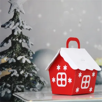 5 бр. Коледен Червената Къща Кутия шоколадови Бонбони Хартия Коледни Подаръчни кутии за деца от Коледна украса за дома Навидад 2022 Нова година Керст