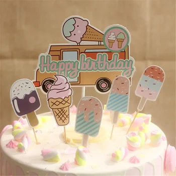 Направи си САМ Сладкиши, Сладолед, Кола Плъгин Флаг Летен Стил Украса на Торта за рожден Ден Празничен Десерт на Масата Лятото Украса