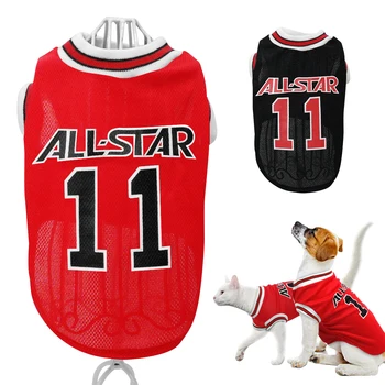 Летни дрехи за кучета Дишаща Жилетка за кучета Тениска Спортни дрехи за кучета Котка Баскетболно плат за малки до средни кучета Кученце Питбул