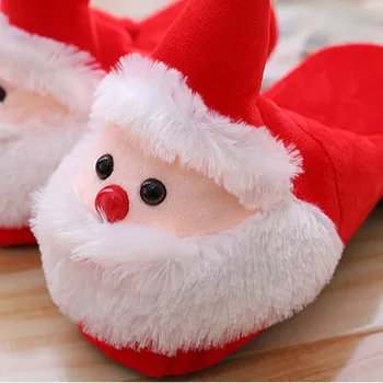 AIXINI Коледни Чехли, Домашни пантофи Коледа 3D Дядо Коледа Чехли от пяна с памет Памучни Мъжки чехли, Дамски Чехли Размер EUR35-43